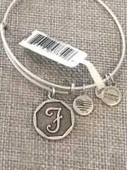 NEW Alex and Ani Letter Initial F Monogram Charm Adjustable Bracelet Silver