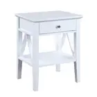 Sarantino Greta Bedside Table with Drawer - White
