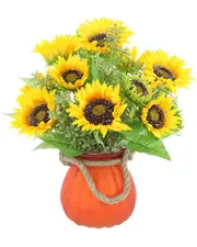 Creative Displays Modern Fall Arrangement with Sunflowers & Tea Leaves