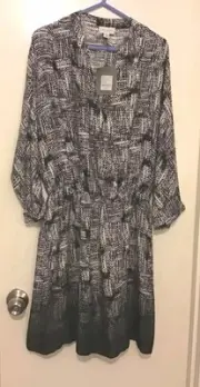 Witchery Size 10 Black Print X Front Dress