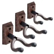 Black Walnut Wood Guitar Wall Hangers 3 Pack, U-Shaped Guitar Wall Mount Hook...