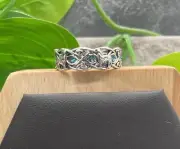 Silver-Tone Rhinestone Celtic Wolf 7mm Band Ring New Free Ship Size 10 A2773