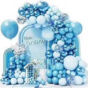 145 PCS Macaron Blue Balloons Set,Macaroon Blue Latex Balloons Garland Arch Kit for Birthday Wedding Party Decorations,Blue ocean style.