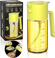 Oil Sprayer for Cooking, 2025 Large Advanced Olive Oil Dispenser Bottle,500ml/17oz Glass Olive Oil Sprayer,2 in 1 Even Spray with Portion Control for Kitchen, Air Fryer, Salad, BBQ - Yellow