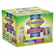 Ezi LockOdour Dual Layer Hooded Cat Litter Tray System Kit inc 4 Pad 2L Pellet