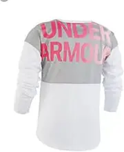 [Under Armour] Wordmark Back Pre-School Girls Long Sleeve Shirt (US, Numeric, 6, Regular, White)