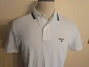 BARBOUR OTTERBURN MEN'S NEW WHITE SLIM FIT POLO SHIRT SIZE L