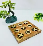 Wooden Tic Tac Toe Tak/ Noughts and Crosses Pedagogical Board Brain Teaser Games