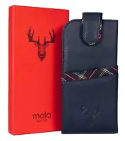 Braemar Glasses case by Mala Leather soft leather wide tab top unisex tartan