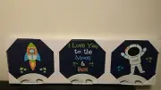 Outer Space 3 Piece Baby Boy Nursery Wall Art Decor