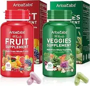 Fruits & Veggies Supplement | Whole Food Supplement with Superfood Fruits and Vegetables for Women, Men, and Kids | 90 Fruit Capsules | 90 Veggie Capsules | Fruit and Veggie Supplement Bundle