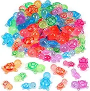 60PCS Luminous Mini Resin Turtles Sea Turtles Figurines Glow in The Dark Cute Tiny Turtles Bulk for Ocean Animal Figurines DIY Home Garden Birthday Party Favor Decoration (6 Colors)