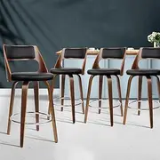 [Artiss] Bar Stools Stool Set of 4 Swivel Kitchen Counter Barstools Dining Chair Chairs Black in 65cm Seat Height Floor for Home Bar Dining Room Cafe Outdoor Indoor