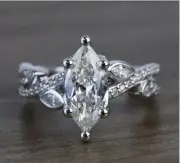 3.40 Ct Lab-Created Marquise Cut White Diamond Engagement Ring 14K White Gold FN