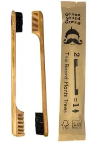 Sapling Mustache Brush & Comb 2-pack from - Boar Bristle & Bamboo