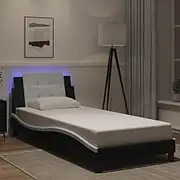 Bed Frame with LED Without Mattress Zadar Black and White 107x203 cm King Single,Beds & Bed Frames-3214203