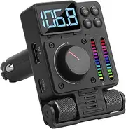 FM Bluetooth 5.3 Transmitter Car Radio Adapter - August CR235 - Hands Free Calling with Siri/Google Assistant, Bass and Treble Tactile Controls - 30W PD Fast Charging USB MP3 Player FM Tuned - Black