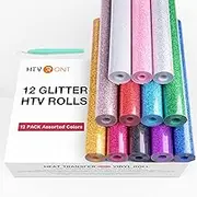 HTVRONT Glitter HTV Heat Transfer Vinyl Bundle 12 Rolls - 10" x 5FT Glitter Iron on Vinyl, Easy to Cut Iron on Vinyl for Cricut & Cameo, Easy to Weed Heat Transfer Vinyl