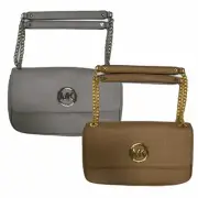 Michael Kors Purse Fulton Shoulder Bag Logo Handbag Chain Straps Tote Casual New