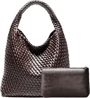 [GASSDA] Woven Handbag, Woven Vegan Leather Bag For Women, Woven Tote Bag Shoulder Bag Top-handle Bag Underarm Bag with Purses