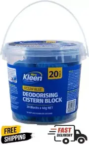 Xtra Kleen Toilet Deodorising Cistern Blocks, Ocean Blue, 40 G (Pack of 20) NEW