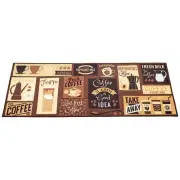 Whimsical Coffee Printed Non-Slip Kitchen Runner Rug