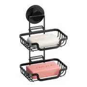 Double Layer Soap Holder, Bar Soap Dish Suction Cup for Shower Wall, Draining...