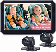 Befumly Baby Car Camera for 2-Kids: 7” Split-Screen Display with HD 1080P Dual Backseat Cameras - Night Vision, Loop Recording, 360° Rotation, Easy Installion for Twins & Siblings