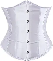 [GHAKKE] Underbust Corset Waist Cincher Body Shaper Boned Satin Lace Up Plus Size Vintage Bustier Top for Women S-6XL (Color : White, Size : X-Large)