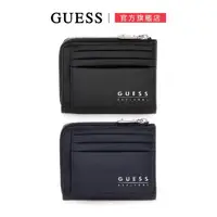 在飛比找momo購物網優惠-【GUESS】金屬LOGO皮革卡夾零錢包(兩色可選)