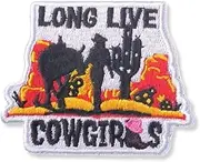 ThatsRad Country Western Embroidered Patch Cowboy Cowgirl Rodeo Darlin Howdy Iron On (Long Live Cowgirls)