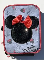 MINNIE MOUSE EARS Licensed DISNEY Kids Insulated Lunch Tote Box Pockets NWT