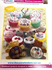 Cross Stitch Pattern Booklet For Cupcake & Bear Pin Cushions By The Cats Whisker