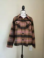 BB Dakota Steve Madden boxy shacket brown plaid womens XL