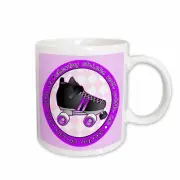 3dRose Derby Chicks Roll With It Purple with Black Roller Skate Mug