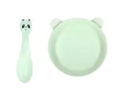 Toddler Bowl Lightweight Durable Wheat Straw Snack Bowl Tableware with Spoon for Children KidsGreen