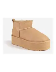 [Ozwear Ugg] Classic Platform Ultra Mini Boots in Sand