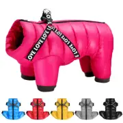 Winter Dog Coat Jumpsuit with Harness Waterproof Snowsuit for Small Medium Dogs