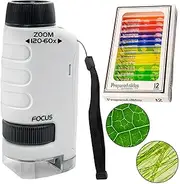 FeBohao Kids Microscope Handheld Portable Mini Microscope for Kids 60x-120x Pocket Microscope Set with Specimens Science Learning