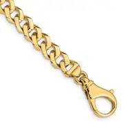 Solid 14K Yellow Gold 8 inch 8mm Hand Polished Fancy Link with Fancy Lobster Clasp Bracelet