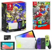 NEW Nintendo Switch OLED Splatoon 3 Console+Super Mario Odyssey +16GB SD & MORE!