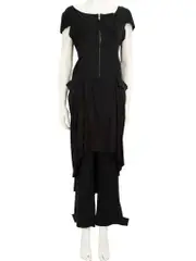 Black Silk Dress & Trousers Set