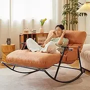 AUPRES Modern Indoor Double Leisure Rocking Chair Sofa Lounger with Cushion,Breathable Bedroom Rocking Chair Outdoor Garden Recliner with Armrests