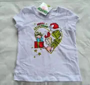 Dr Seuss The Grinch Girls White Grinchmas Printed Short Sleeve T Shirt Size 2