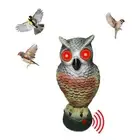 Scarecrow Owl Decoy Statue w/ Sound Fake Owl Scare Birds Away Garden Decorations