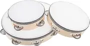 BAZEITFLOW 3pcs Boys and Girls Wooden Tambourine Hand Bell Percussion Instruments for Preschool Music Education