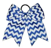 NEW "CHEVRON Royal Blue" Cheer Bow Pony Tail 3" Ribbon Girls Hair Cheerleading