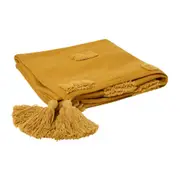 J.Elliot Quinn Textured 130x160cm Cotton Throw Blanket Sofa Decor Ochre & Jojoba