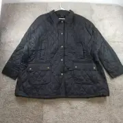 Barbour Jacket Womens 3X Black Summer Beadnell Quilted Nylon Snap Button