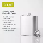 Trueflask 6oz Stainless Steel Flask with Funnel NEW IN BOX